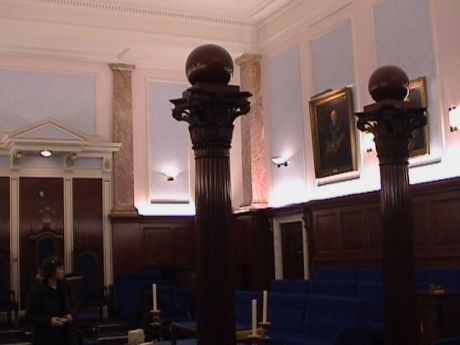 The Craft masonry (1st to 3rd degree) lodge room at Bristol Freemasons Hall, Park Street